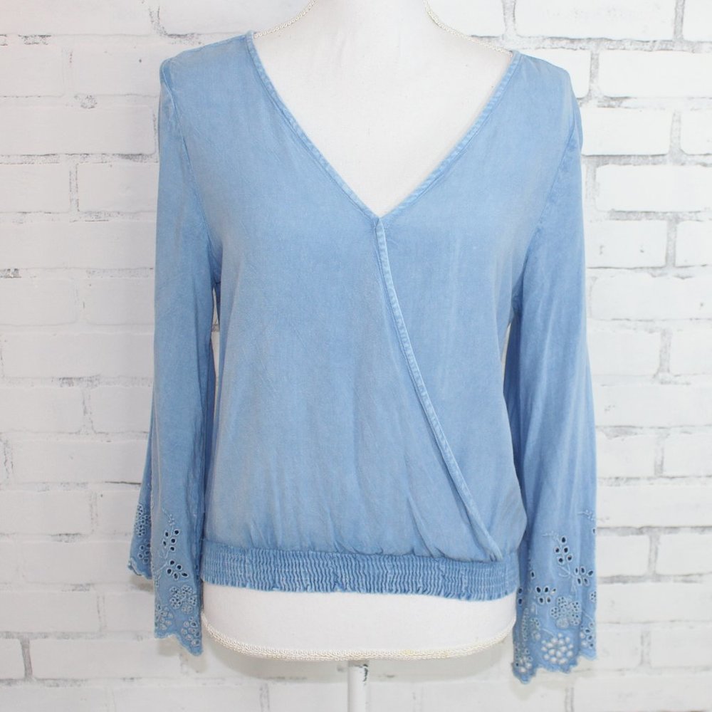 D&Kade Blue Bell Sleeve Blouse Top